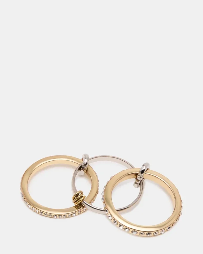 Bague empilée à strass dorée multicolore