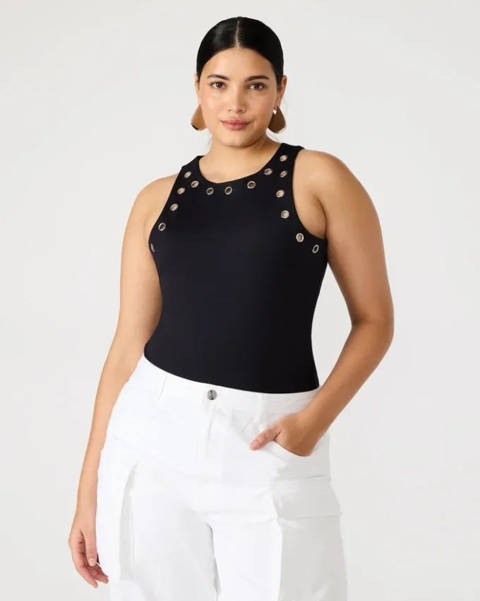 Body Nico à œillets noir Body Nico à œillets noir