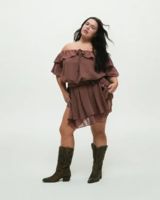 Bottes Albany marron à tige large effet vieilli