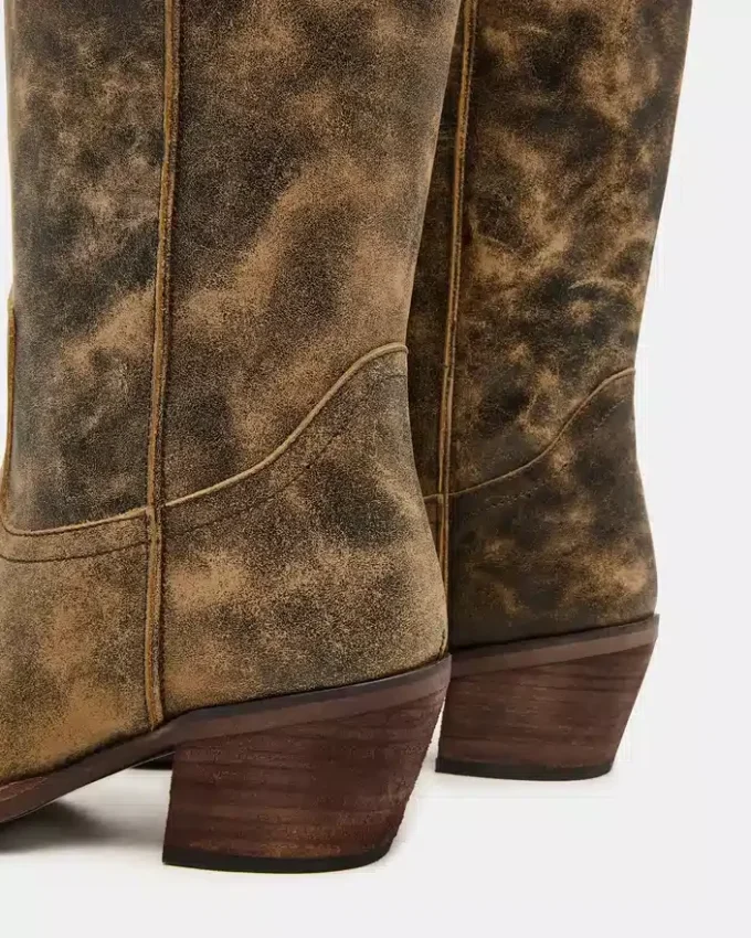 Bottes Albany marron à tige large effet vieilli Bottes Albany marron à tige large effet vieilli