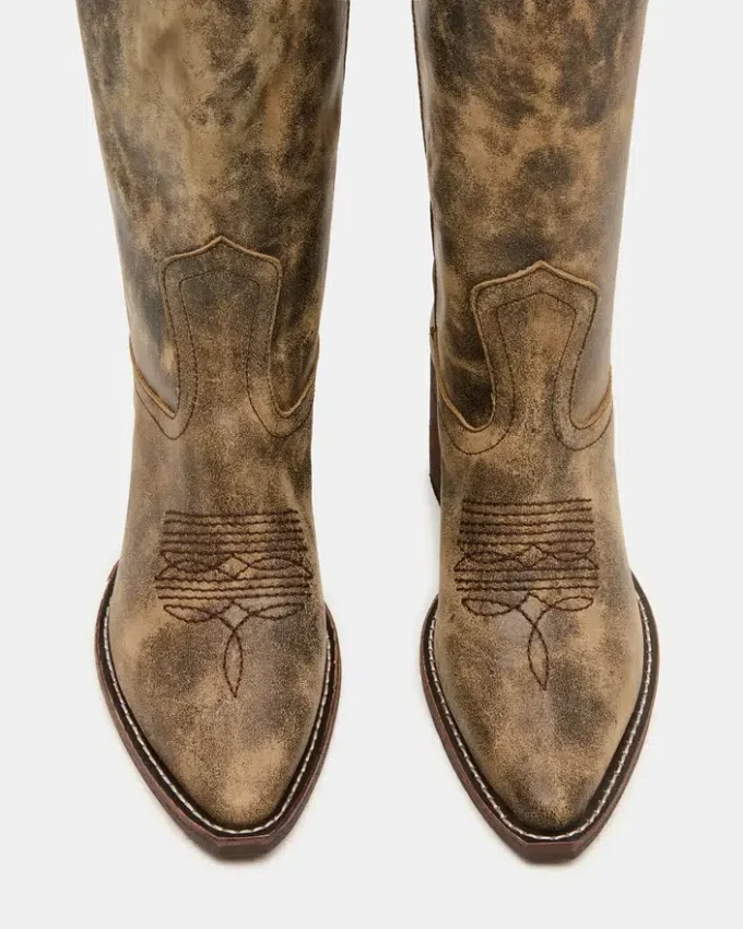 Bottes Albany marron à tige large effet vieilli Bottes Albany marron à tige large effet vieilli