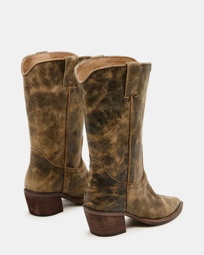 Bottes Albany marron à tige large effet vieilli Bottes Albany marron à tige large effet vieilli