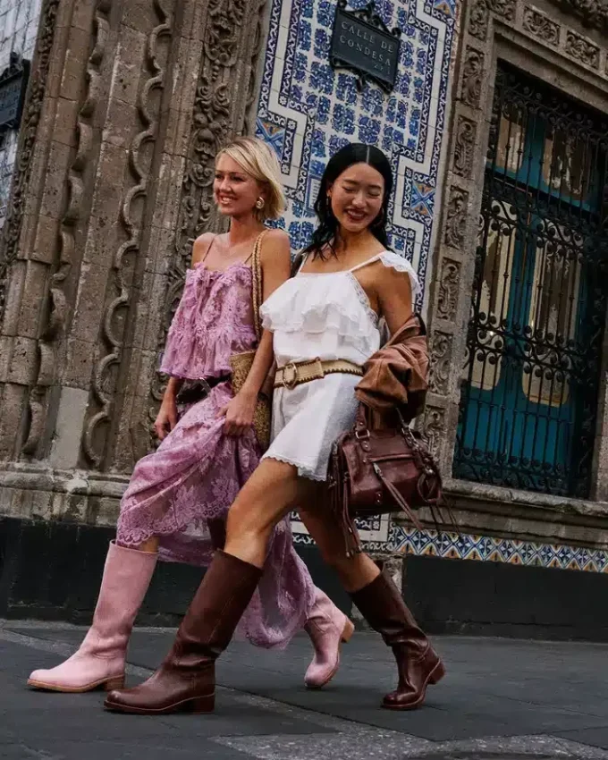 Bottes en cuir rose Riggs