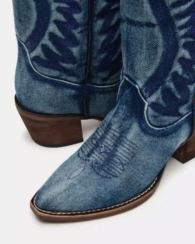 Bottes en denim Albany à mollets larges