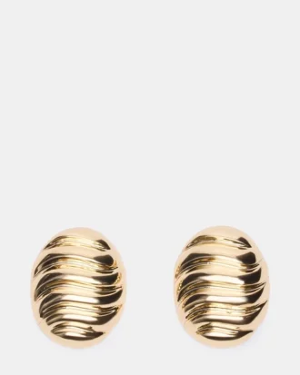 Boucles d&rsquo;oreilles circulaires rainurées dorées