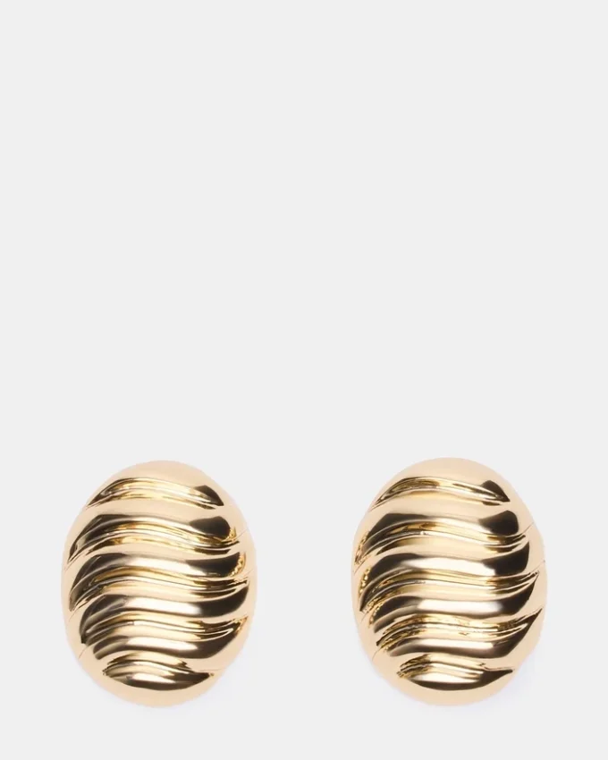 Boucles d&rsquo;oreilles circulaires rainurées dorées