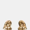 Boucles d&rsquo;oreilles clous en forme de cœur texturé doré