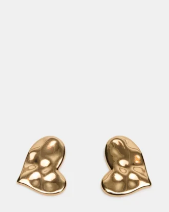 Boucles d&rsquo;oreilles clous en forme de cœur texturé doré