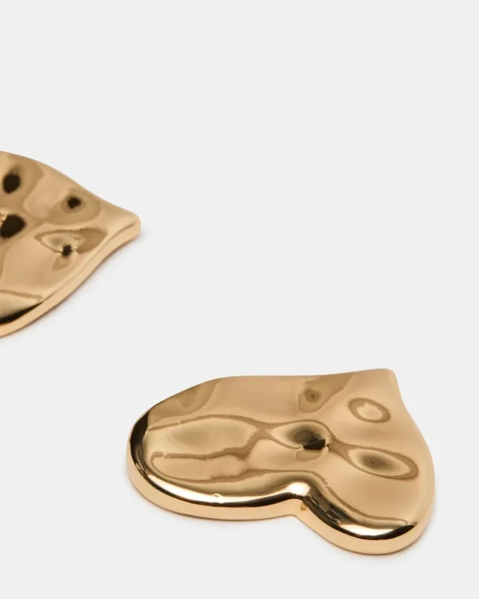 Boucles d&rsquo;oreilles clous en forme de cœur texturé doré