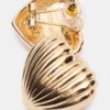 Boucles d&rsquo;oreilles cœur nervurées dorées