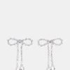 Boucles d’oreilles en forme de nœud avec strass argentées Boucles d’oreilles en forme de nœud avec strass argentées