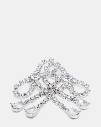 Boucles d&rsquo;oreilles en forme de nœud avec strass argentées