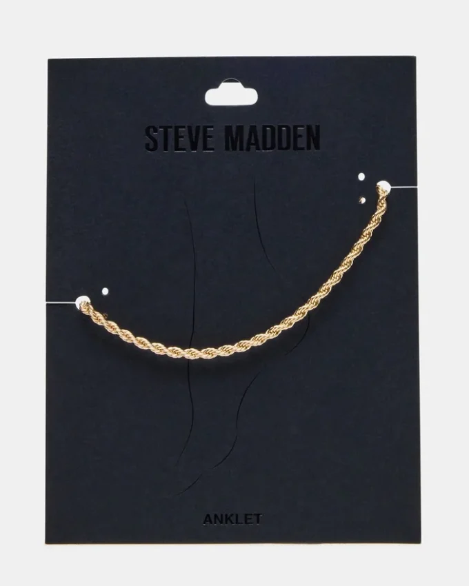 Bracelet de cheville à chaîne cordée doré