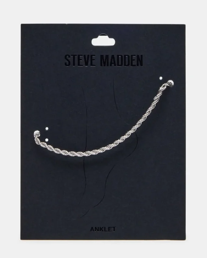 Bracelet de cheville à chaîne torsadée argenté