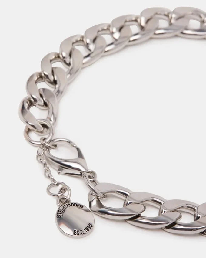 Bracelet de cheville à maillons argenté