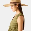 Chapeau de paille Boho Glam Studs, couleur beige