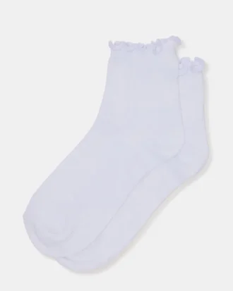 Chaussettes cheville à bordure en forme de feuille de laitue, blanches