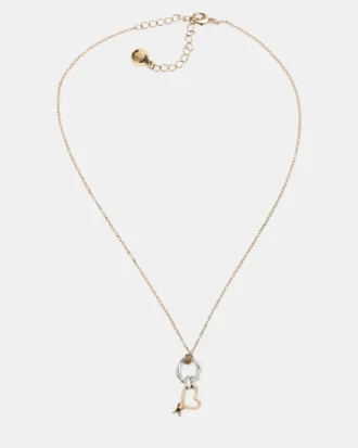 Collier avec pendentif cœur noué bicolore