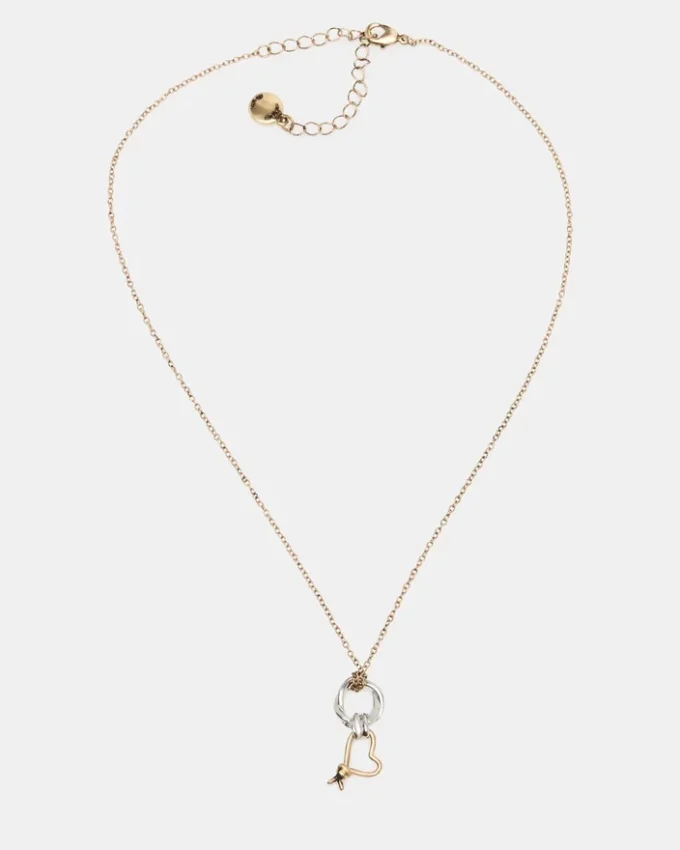 Collier avec pendentif cœur noué bicolore