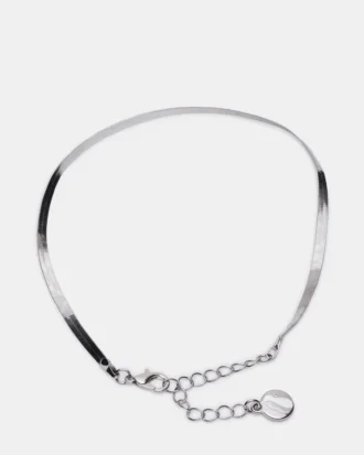 Ensemble de bracelets de cheville à chaîne en chevrons argentés