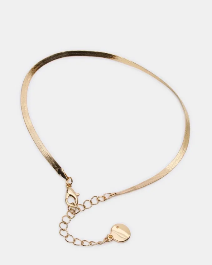 Ensemble de bracelets de cheville à chaîne en chevrons dorés