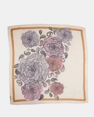 Foulard carré à fleurs bohème ivoire