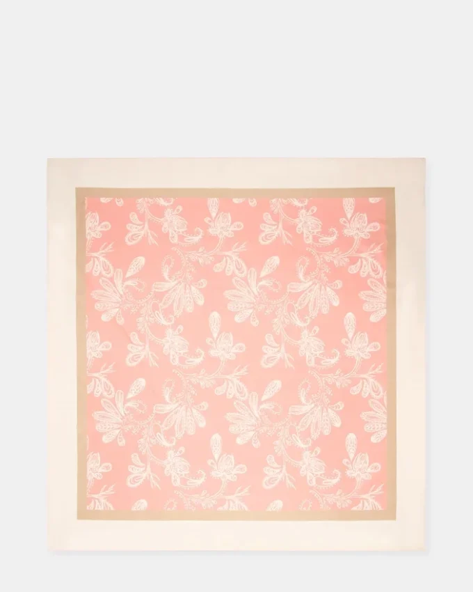 Foulard en satin à motif cachemire, couleur terracotta