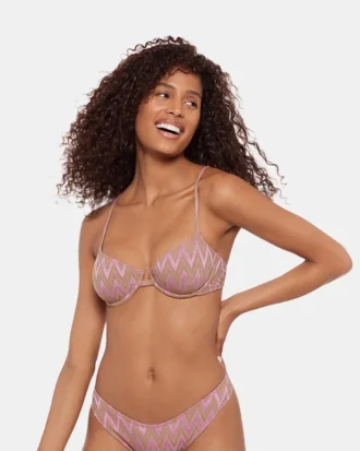 Haut de bikini Chevron Brillant et paillettes violet