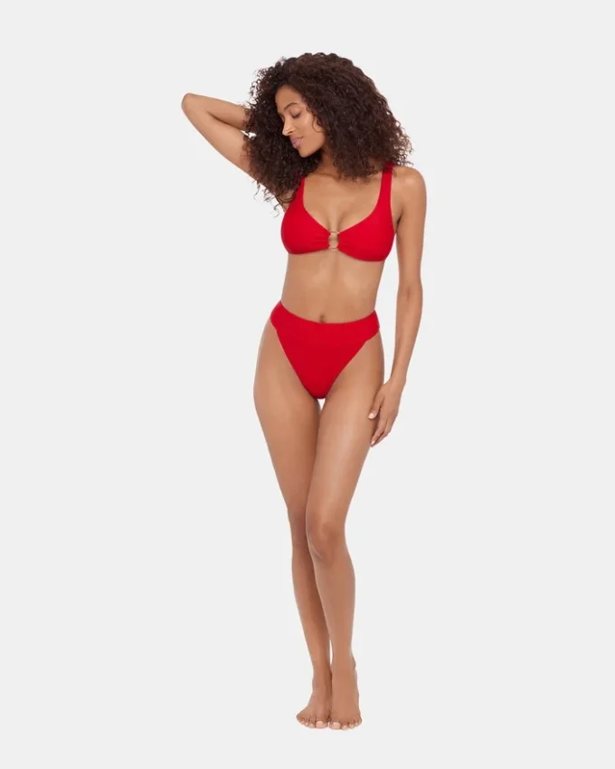 Bas de bikini taille haute Sleek &lsquo;N Chic Cherry