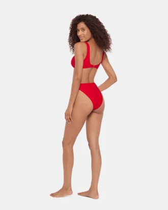 Bas de bikini taille haute Sleek &lsquo;N Chic Cherry