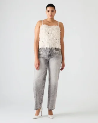 Haut à plumes Blakelyn ivoire