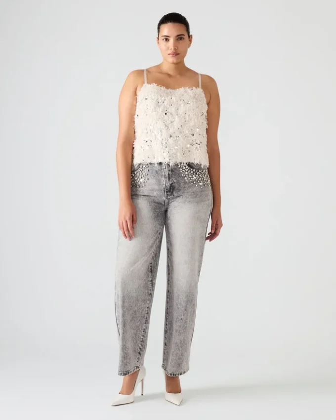 Haut à plumes Blakelyn ivoire