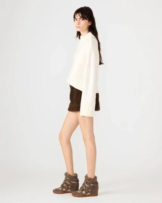 Jupe en fausse fourrure Aviva, couleur espresso foncé