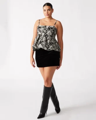 Jupe-short en velours Cindi, noir