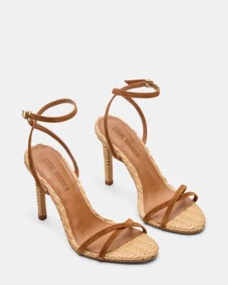 Jypsey en daim marron et raphia Jypsey en daim marron et raphia