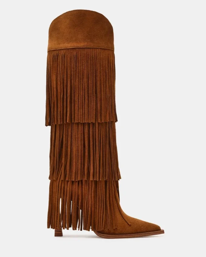 Kinzee Fringe en daim marron