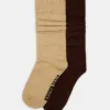Lot de 2 paires de chaussettes bouffantes à côtes, couleur beige multicolore Lot de 2 paires de chaussettes bouffantes à côtes, couleur beige multicolore