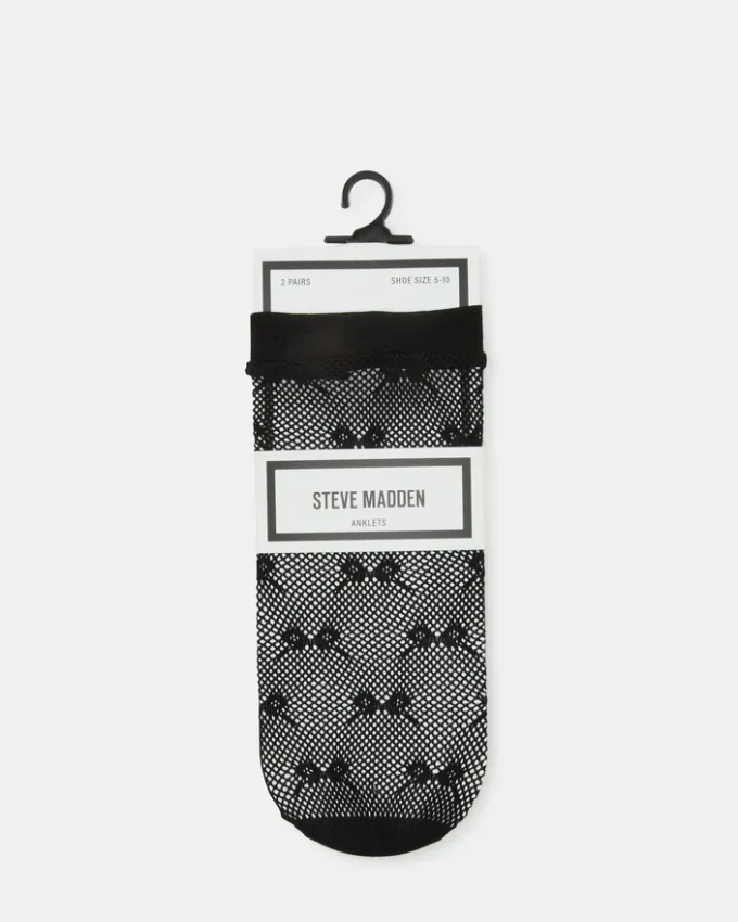 Lot de 2 paires de chaussettes en résille à nœud, noires