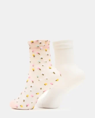 Lot de 2 paires de chaussettes en tulle Wildflower, couleur Blush