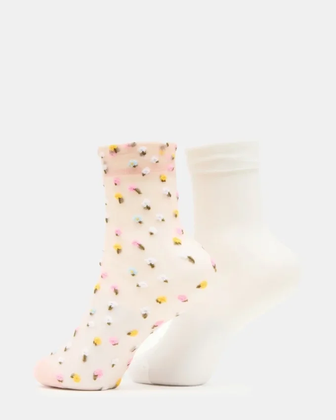 Lot de 2 paires de chaussettes en tulle Wildflower, couleur Blush