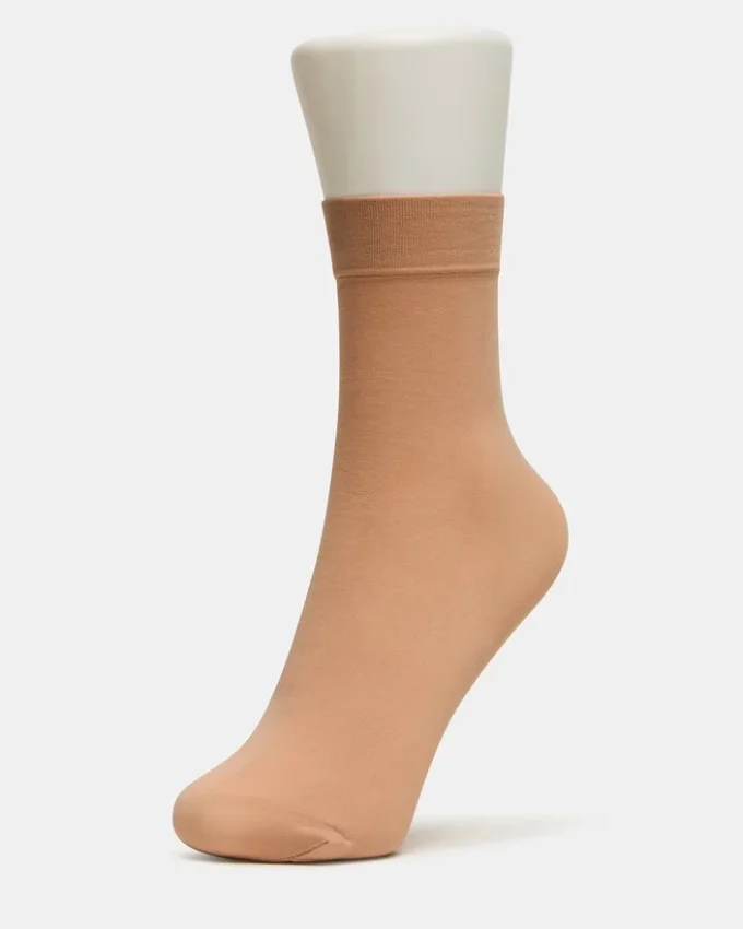 Lot de 2 paires de chaussettes transparentes à fleurs, couleur vanille