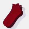 Lot de 3 paires de chaussettes Melody à bordure festonnée et nœud, rouge multicolore
