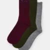 Lot de 3 paires de chaussettes mi-mollet à nœud en velours Folly Cherry