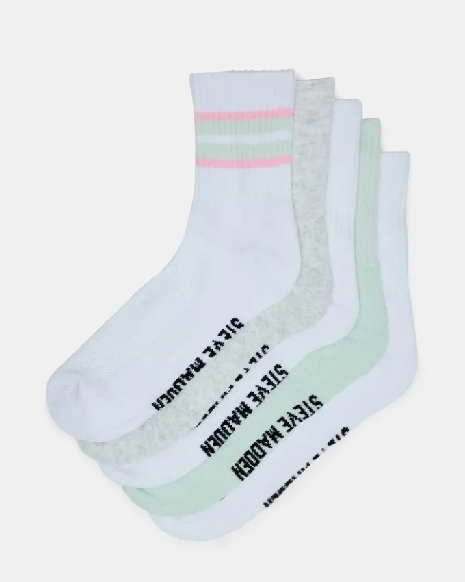Lot de 5 paires de chaussettes rayées blanches multicolores