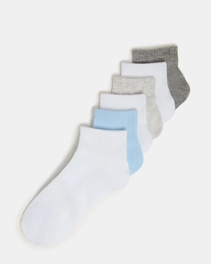 Lot de 6 paires de chaussettes courtes côtelées Peyton, blanc multicolore Lot de 6 paires de chaussettes courtes côtelées Peyton, blanc multicolore