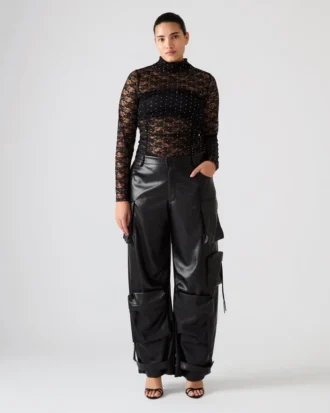 Pantalon Duo en cuir vegan noir