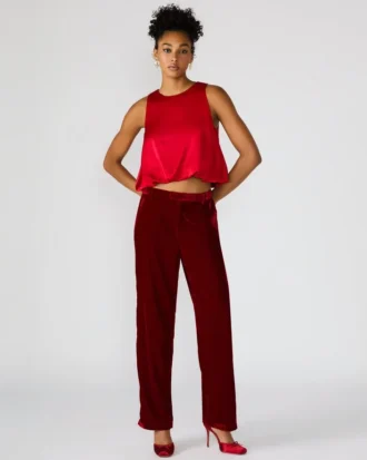 Pantalon Tonia en velours rouge