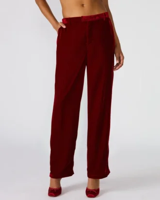 Pantalon Tonia en velours rouge