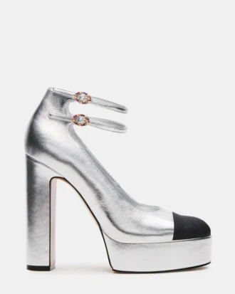 Peyton en cuir argenté