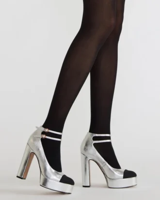 Peyton en cuir argenté